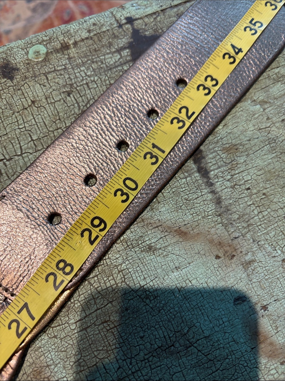 Fossil Genuine Leather Metallic Rose Gold Braided Wide Belt Size S - Picture 4 of 4